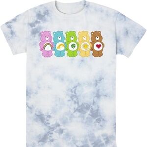 Care Bears Stare Tie Dye Graphic T-Shirt Fifth Sun Gray White XL NWOT